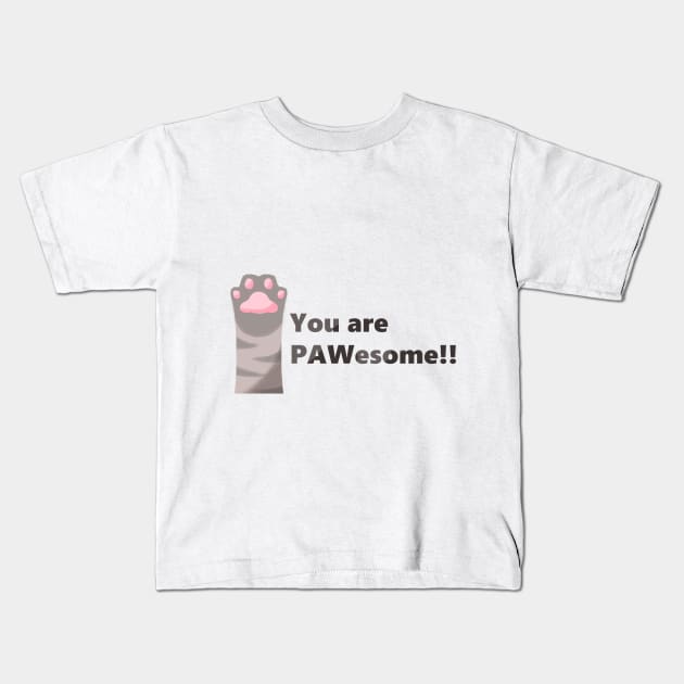 PAWesome Black Striped Paw Kids T-Shirt by ArtsyStormy